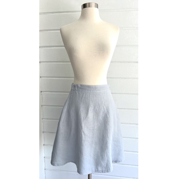 LINEN HANDMADE STUDIO 'Adelle' A-Line Mini Skirt in Bluish Gray - S  (Waist 26") - Picture 1 of 11